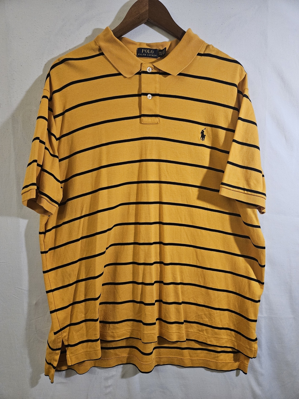 Vintage Style Polo Ralph Lauren Striped Shirt Yellow Black Pony Logo